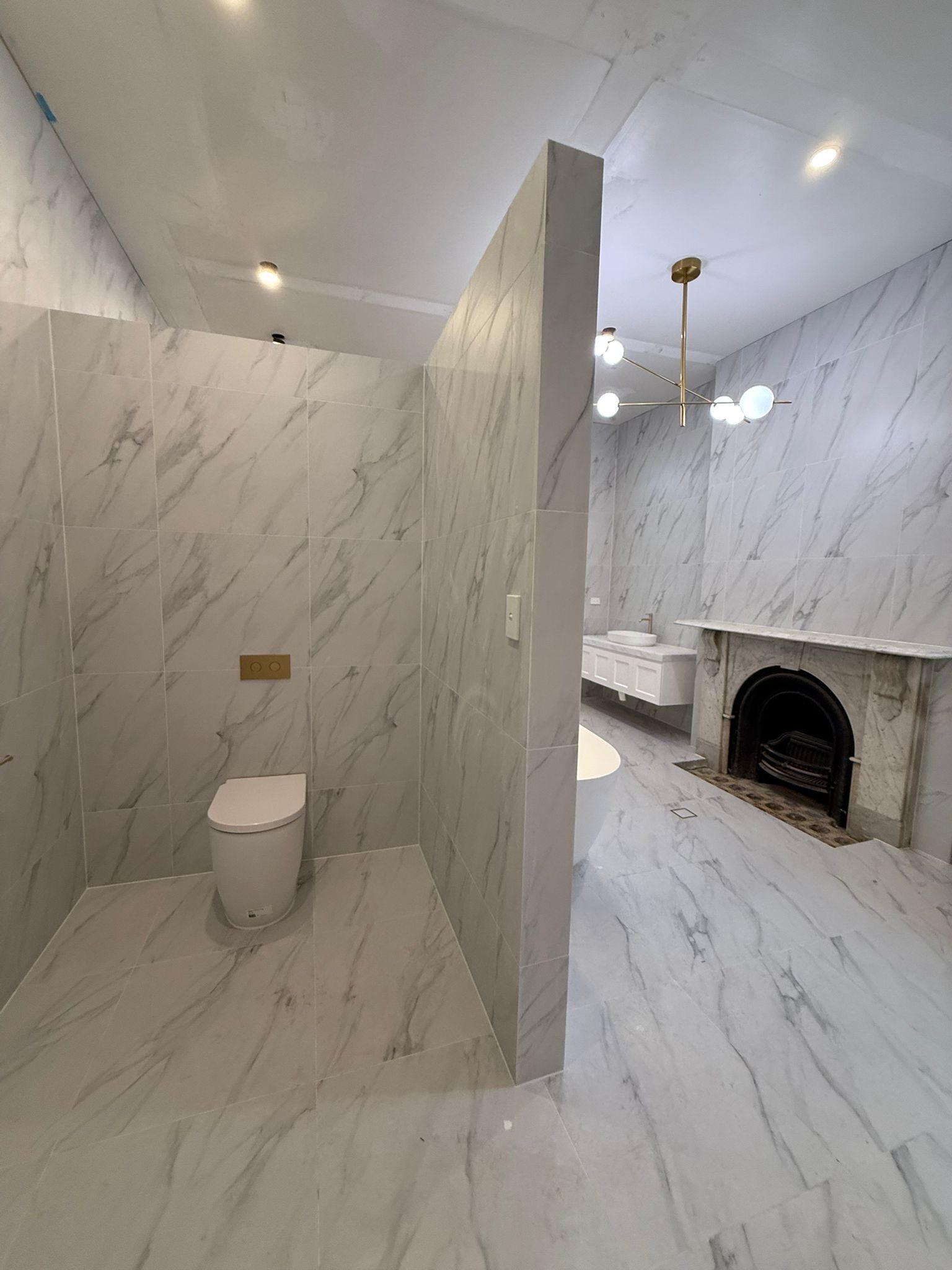 Shower and vanity installation in family home